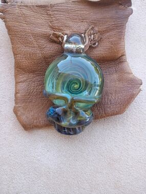 handblown Geateful dead steelie glass pendant